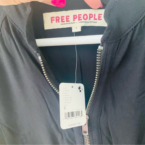 Free People On Pointe Bomber Jacket Black Sz Small - Picture 4 of 8